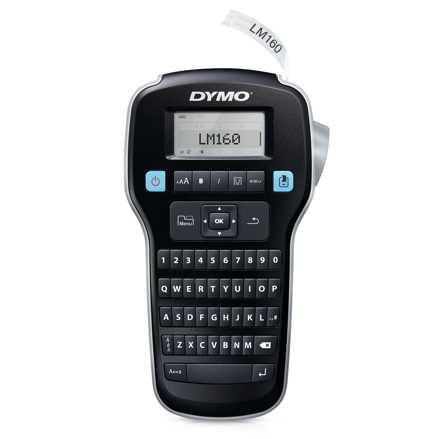 Dymo Labelmaskine 160 sort, QWERTY-tastatur, lille LCD-skærm, kompatibel med D1-etiketter.