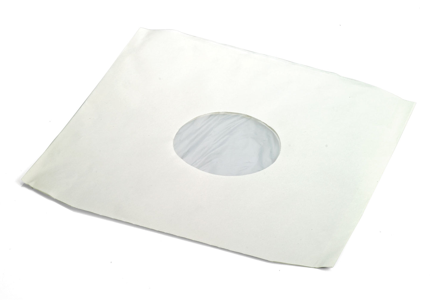 LP-innerrør 10-pakke hvide antistatiske papirsleeves med cirkulært vindue til vinylplader.