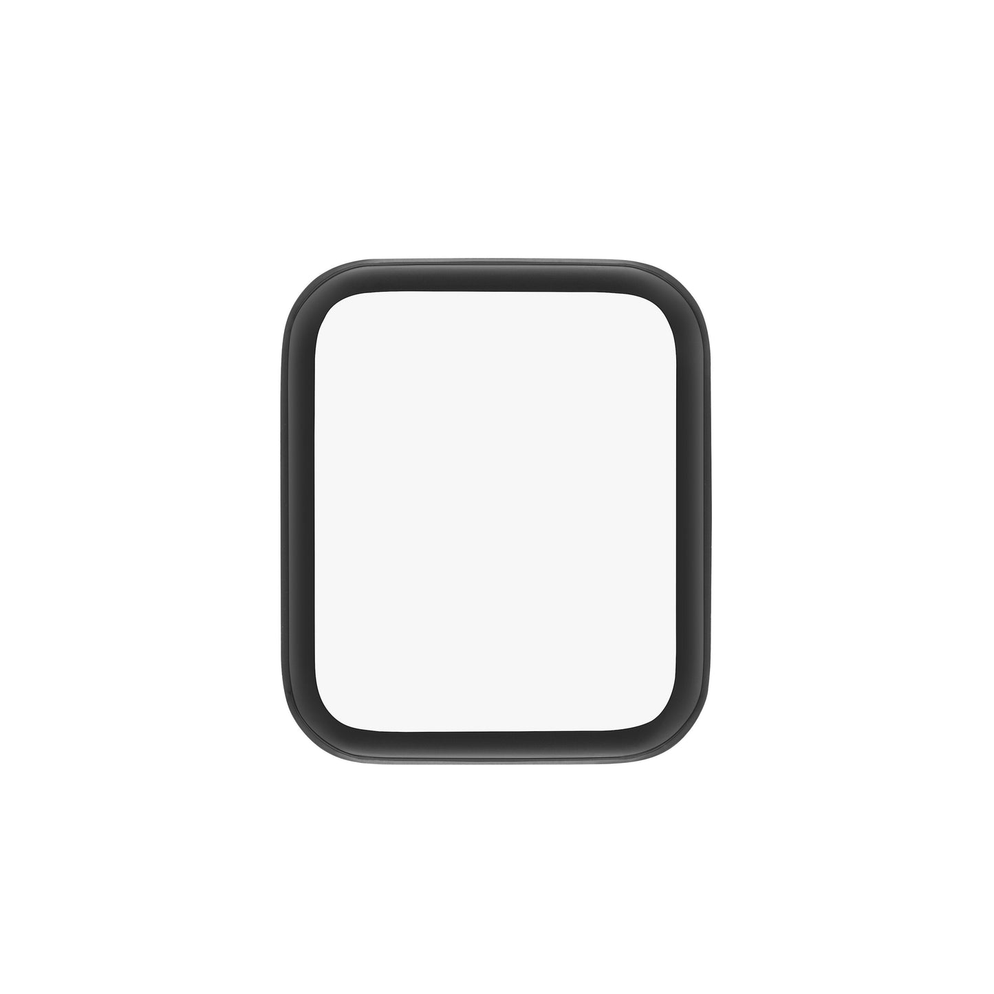 Skærmbeskyttelse til Apple Watch Series 5/6/SE 40mm, sort ramme, buet hærdet akrylglas, firkantet med afrundede hjørner.
