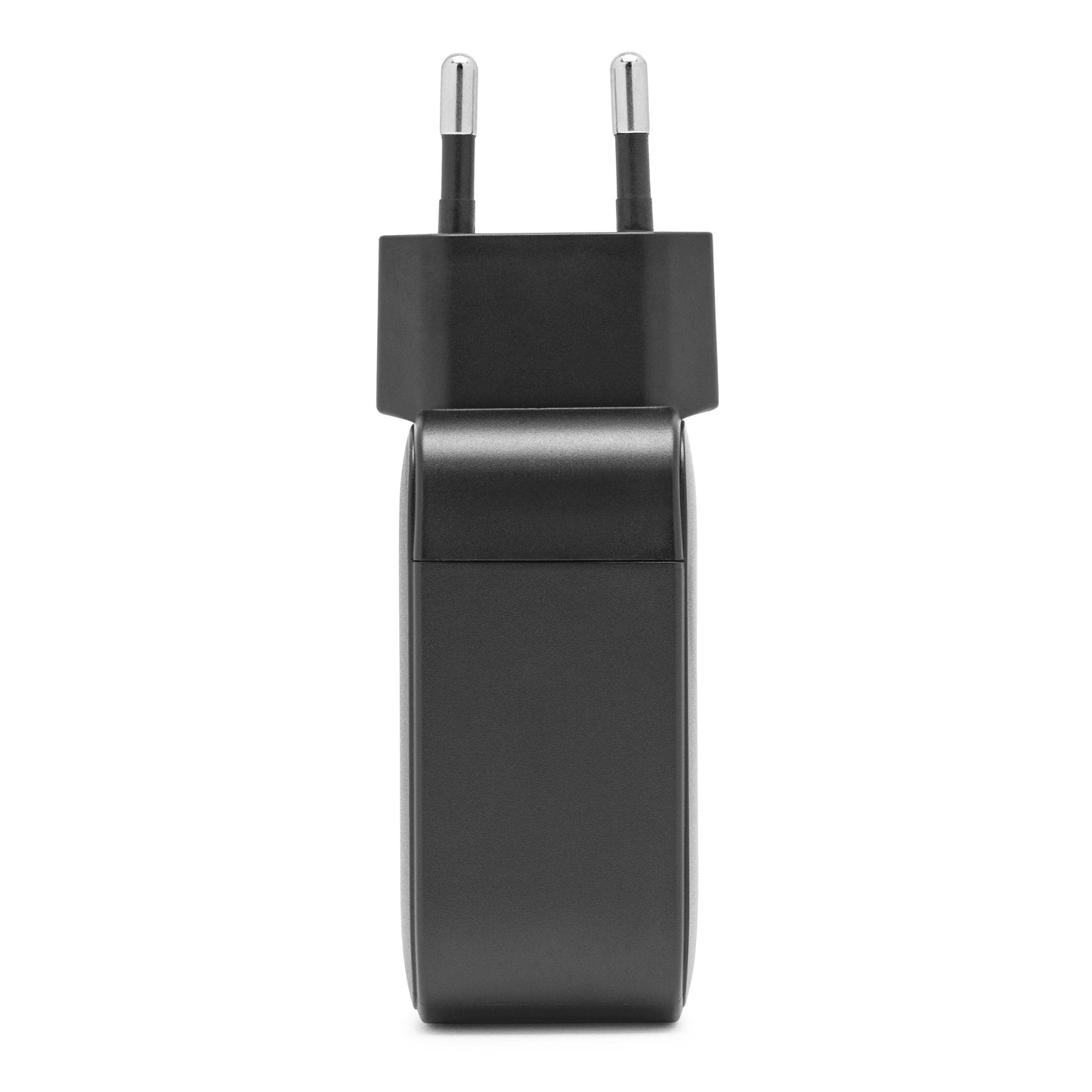 Linocell Premium GaN oplader PD 3.1 140W sort, rektangulær med to runde metalben, understøtter USB Power Delivery 3.1.