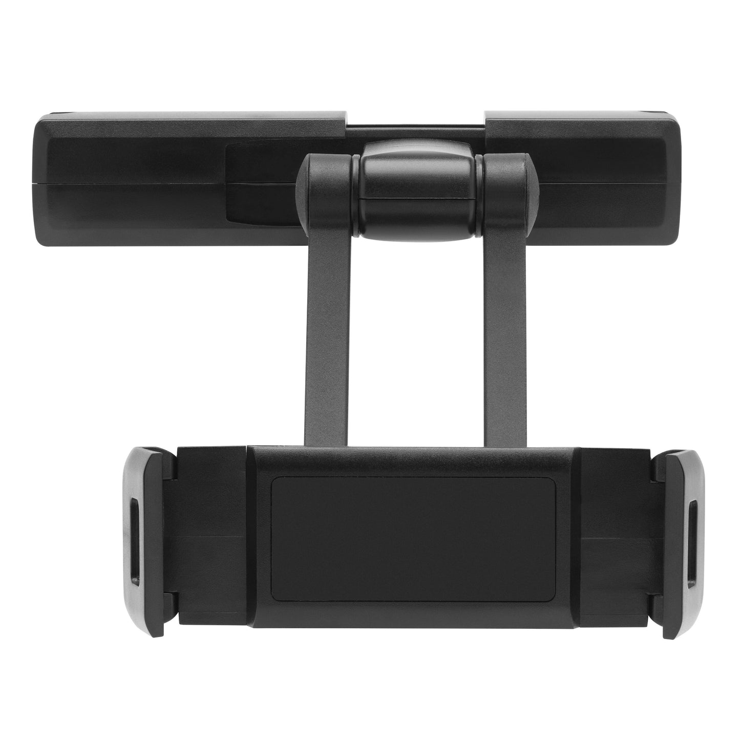 Linocell tabletholder til bil, sort, justerbar nakkestøtteholder med 360° rotation, solide klemmer og drejeled.