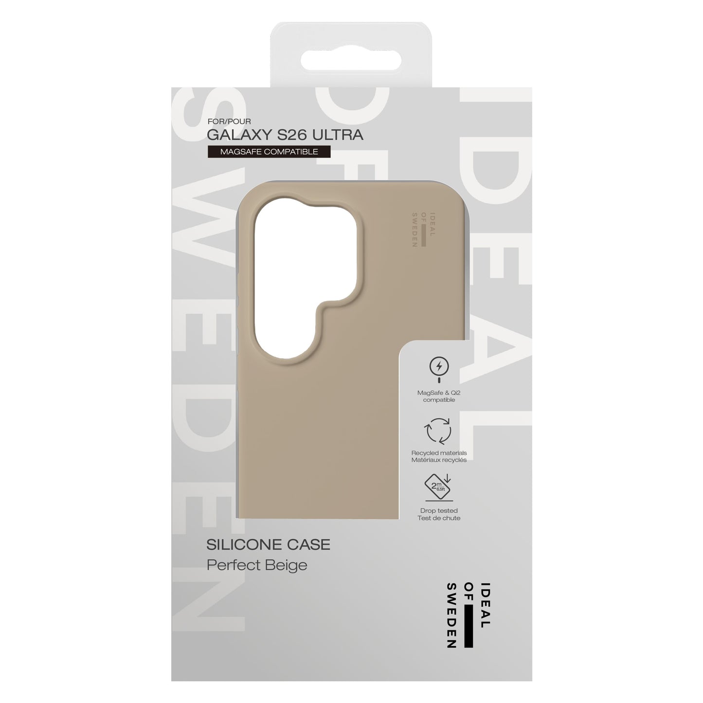 IDEAL OF SWEDEN Silikone MagSafe Cover til Samsung Galaxy S26 Ultra, Perfect Beige, MagSafe-kompatibel, kamerabeskyttelse.