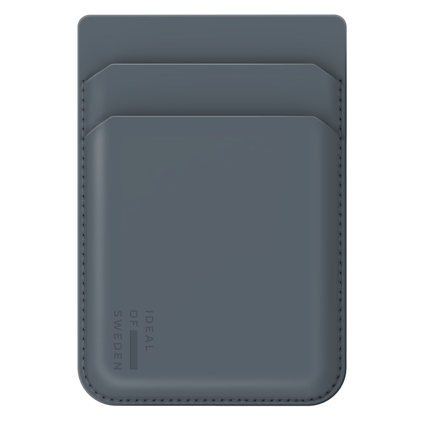 IDEAL OF SWEDEN magnetisk kortholder MagSafe Midnight Blue med to kortslots, glat overflade og logo præget nederst til venstre.