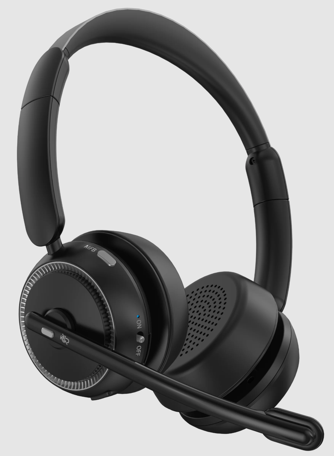 Deltaco trådløst stereo headset sort Bluetooth 5.2 polstret bøjle ørepuder mikrofonboom knapper støjreduktion.