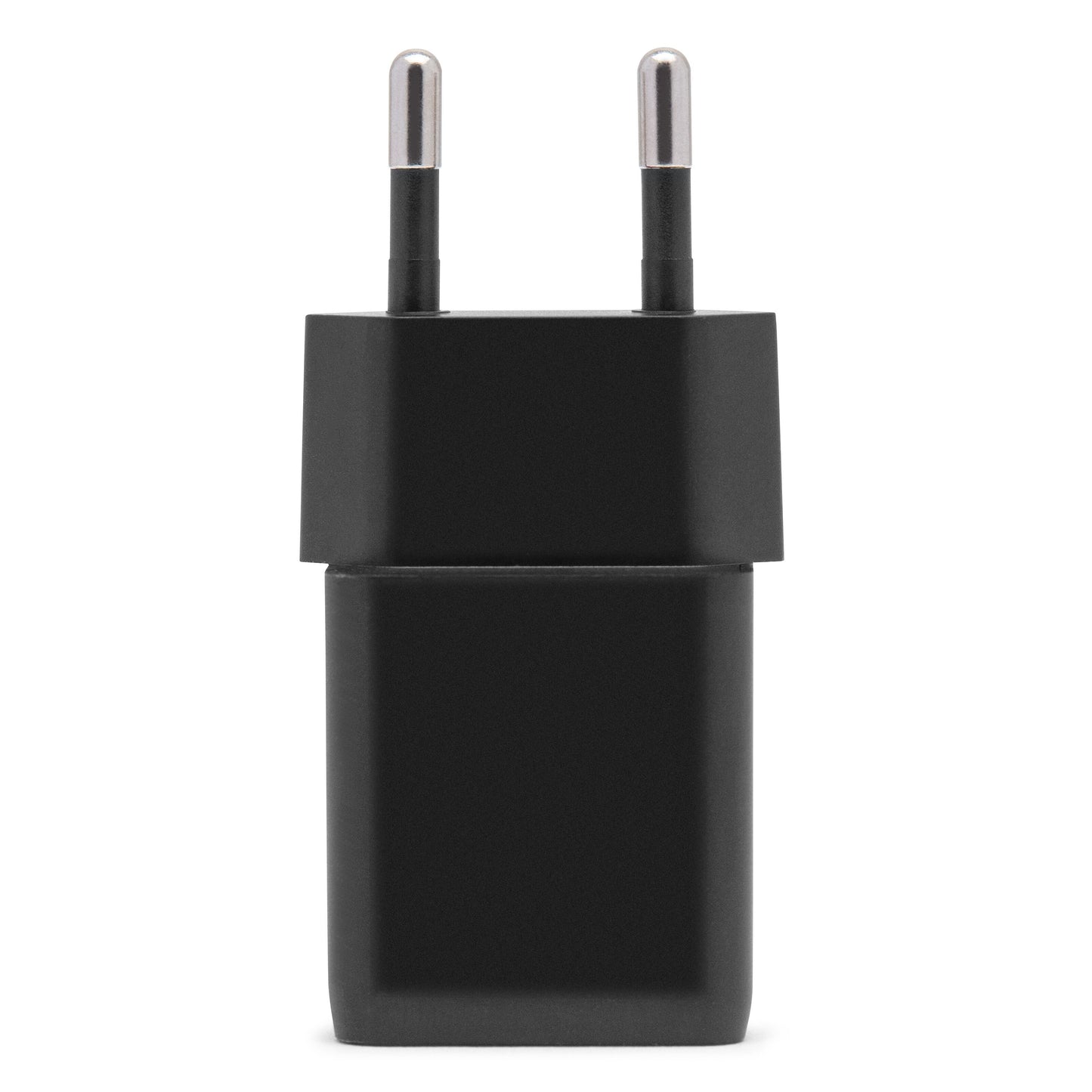 USB-C oplader 33 W sort europæisk model med to runde stik og GaN-teknologi.
