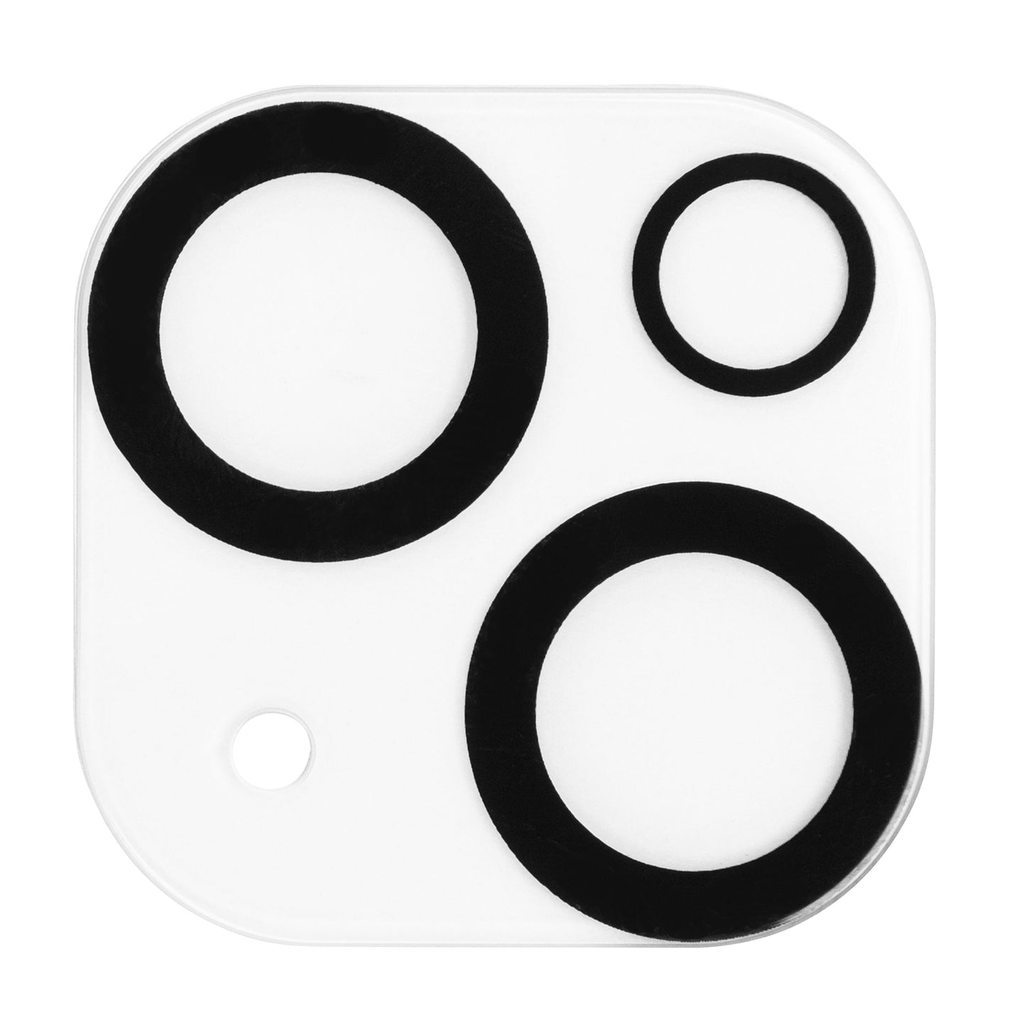 Kamera beskyttelse til iPhone 13/13 Mini, sort kant med cirkler i forskellige størrelser, passer til linser.