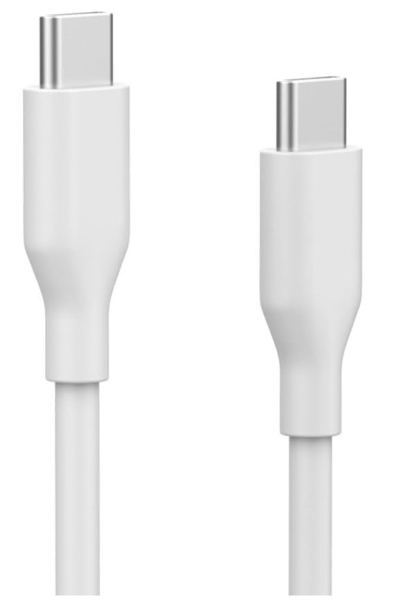 USB-C 2.0 kabel 0,2 m hvid med synlige stik, understøtter opladning op til 60W og datahastighed op til 480 Mb/s.
