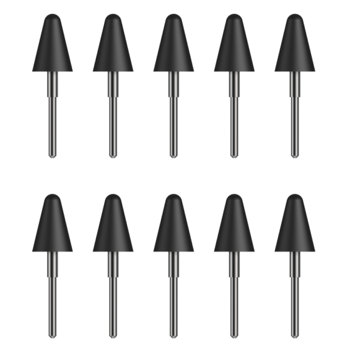 Kobo Stylus 2 Ekstra spidser 10-pakke med ti slags gummispidser og metalskaft, at rækker á fem.