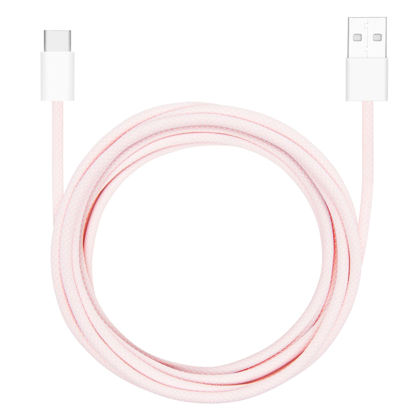 Flettet USB-A til USB-C kabel 2 m lyserød 60 W.