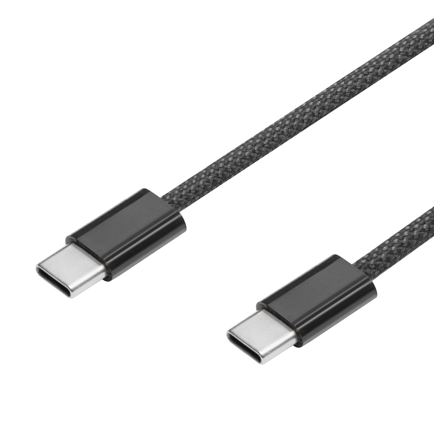 Flettet USB-C 2.0 kabel 1 m sort, understøtter dataoverførsel og opladning op til 240 W.