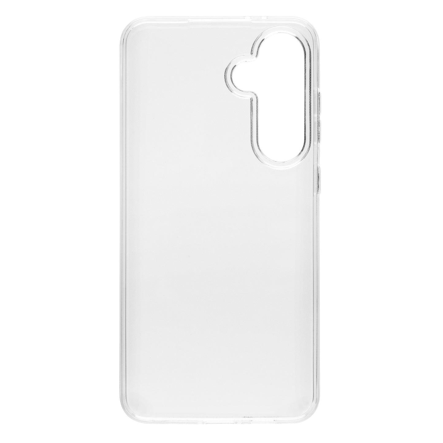 Linocell Second skin mobilcover til Galaxy S24 FE gennemsigtig med præcise udskæringer til kamera og knapper.
