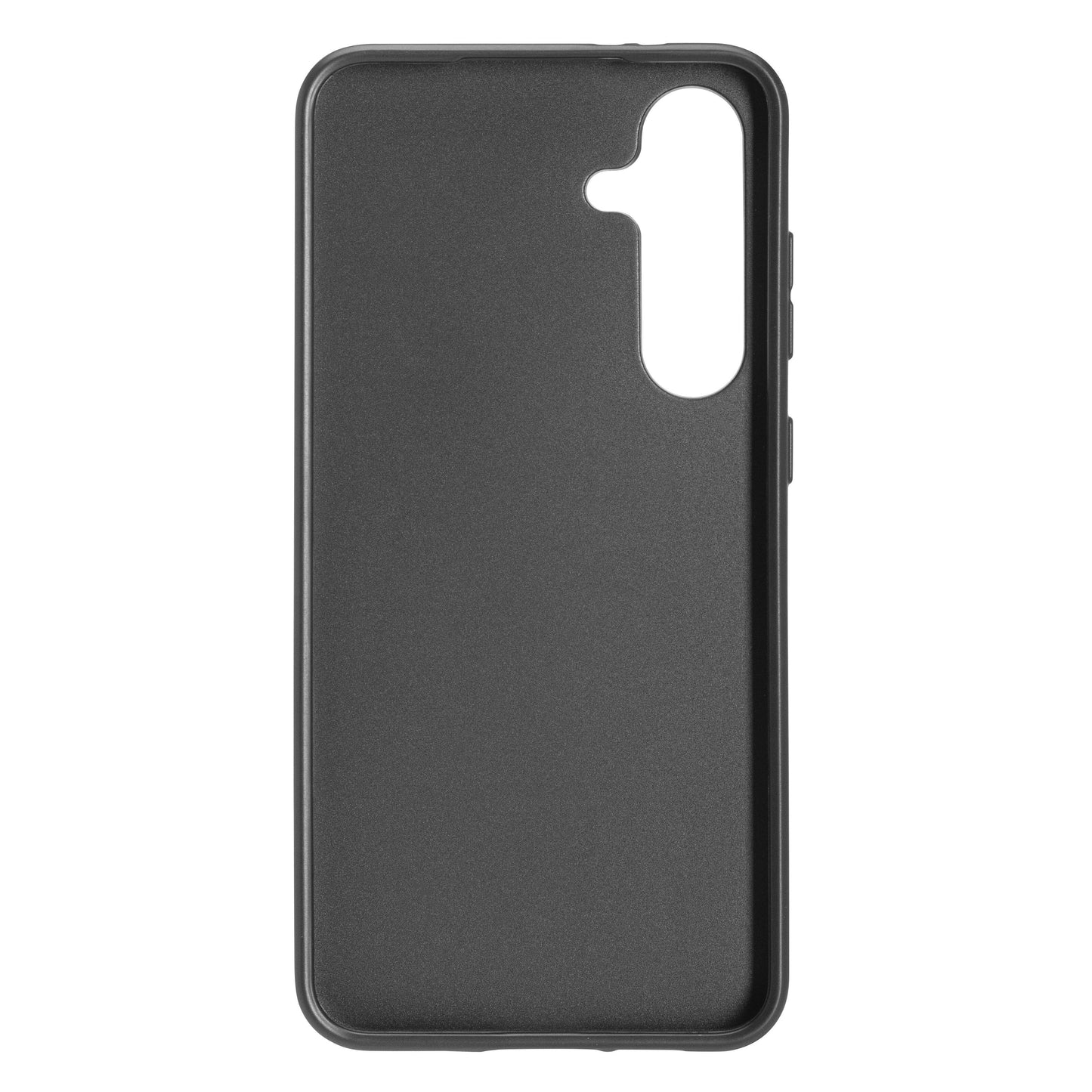 Second skin mobilcover til Samsung Galaxy S24 FE, sort, mat finish, præcise udskæringer til kamera og knapper.