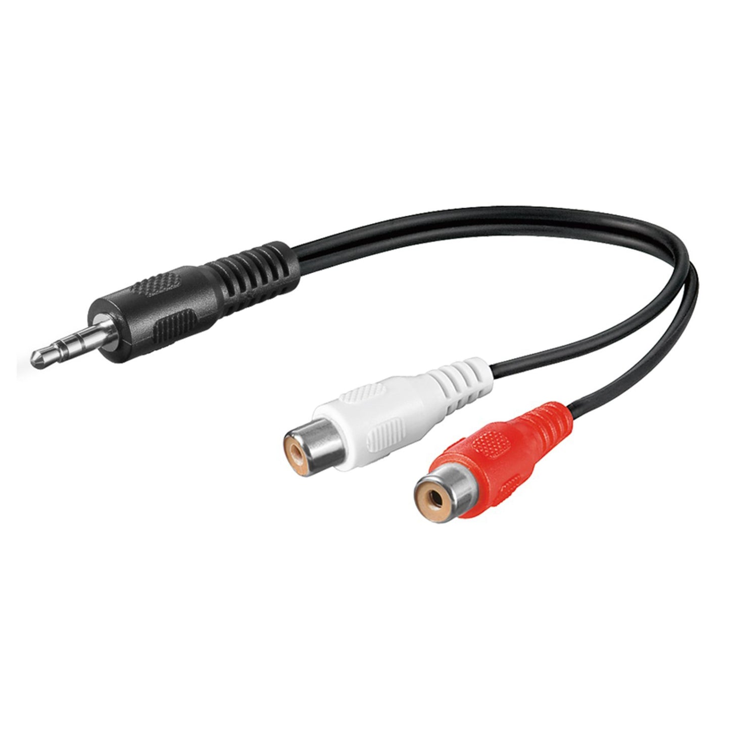 Adapterkabel 3,5 mm hanstik til hun RCA-stik rød/hvid, 0,2 m.