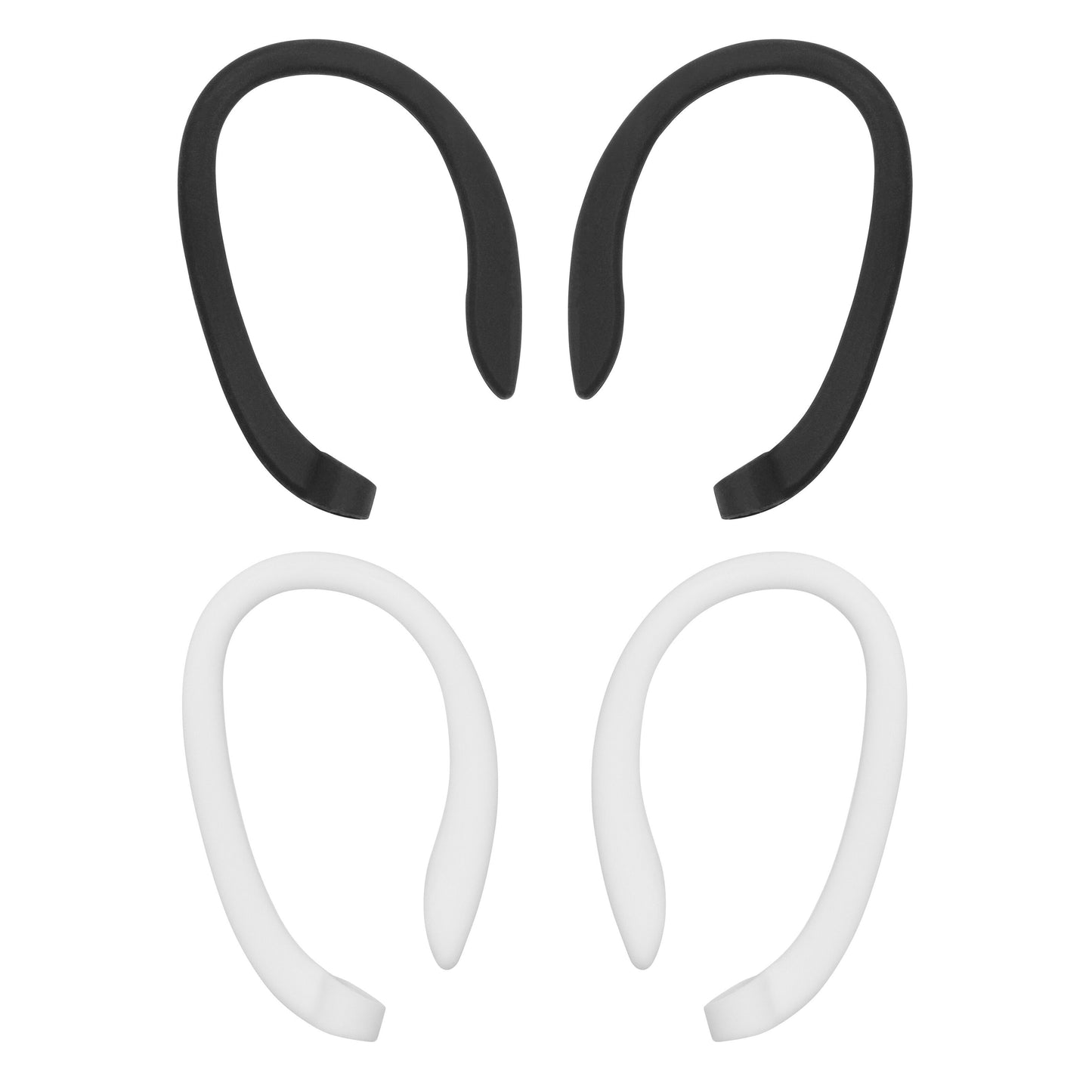 Linocell høretelefonkroge til stangmodeller 2-pak sort og hvid, kompatibel med in-ear hovedtelefoner.