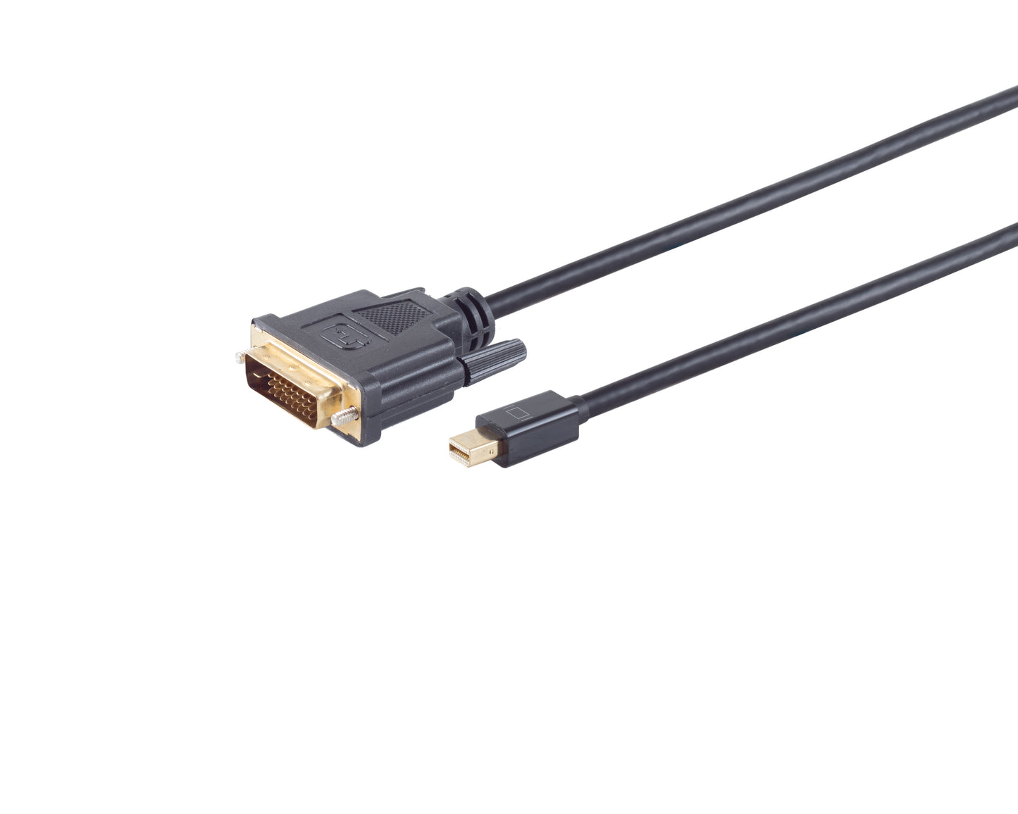 Mini DisplayPort til DVI-kabel 1,0 m sort med DVI-stik og Mini DisplayPort-stik i hver ende.