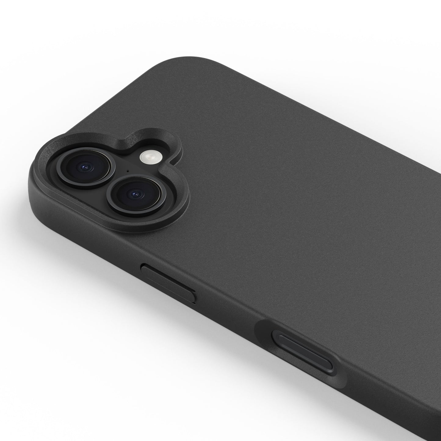 Agood company plantebaseret mobilcover til iPhone 17 sort, mat sort cover med udsnit til to bagkameraer og flash.
