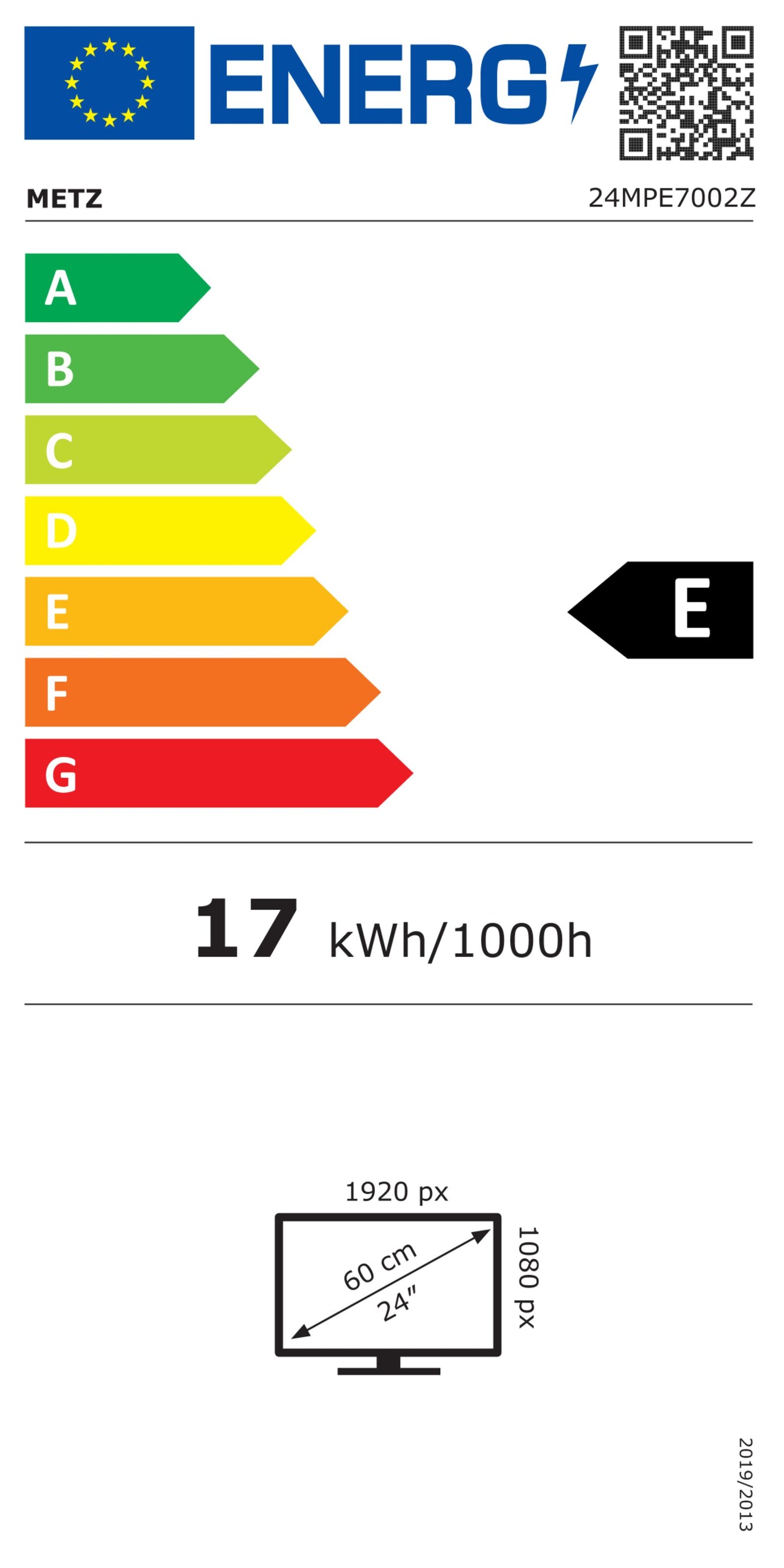 Strong METZ 24" LED bærbar TV, energiklasse E, 24" skærm, 1920x1080 opløsning, 17 kWh/1000 timer.