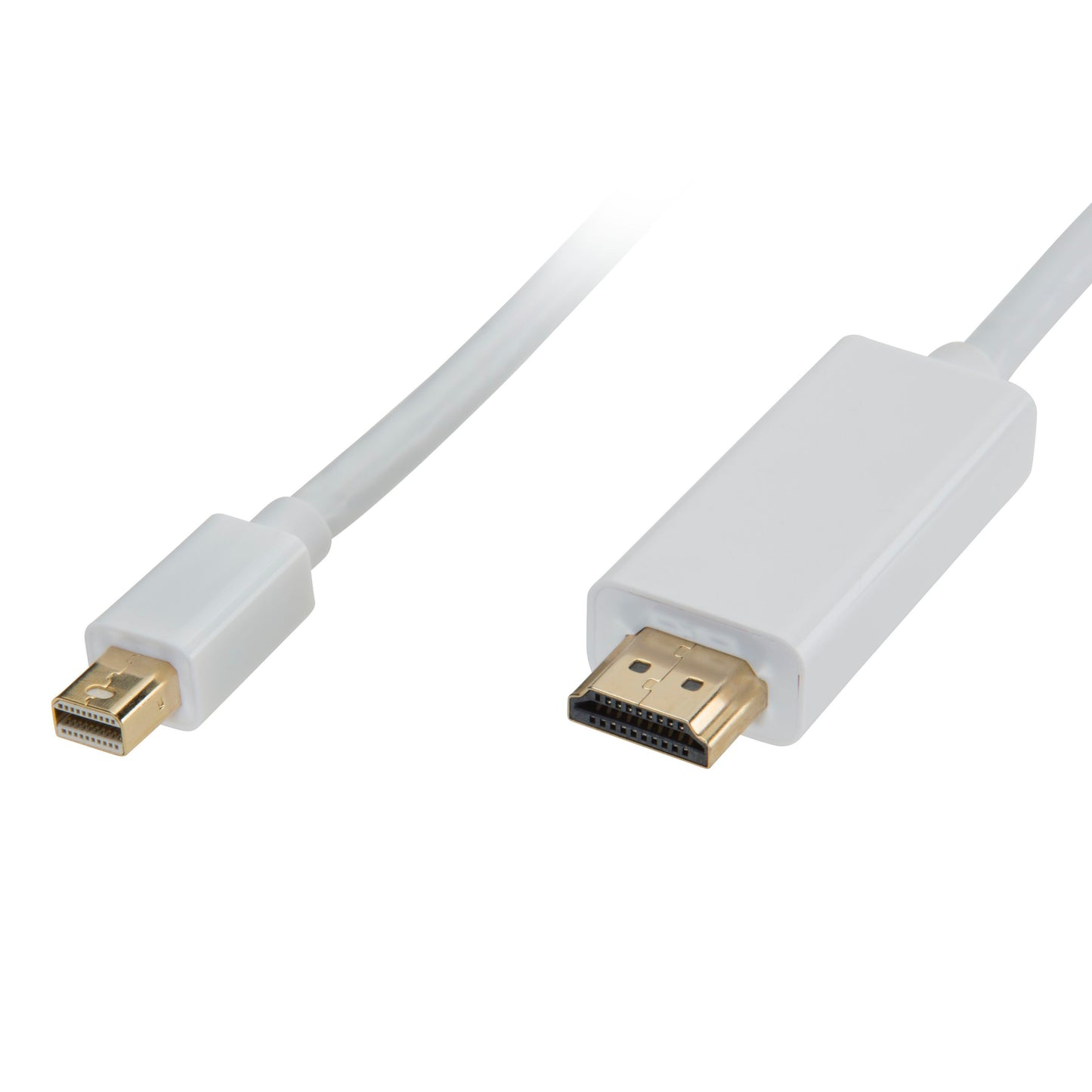 Mini DisplayPort til HDMI-kabel 1 m hvid med Mini DisplayPort og HDMI-stik, understøtter 4K-video.