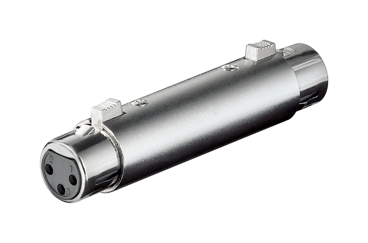 Wentronic Dobbelt hun XLR-adapter med tre ben i den ene ende og tre huller i den anden til forlængelse af XLR-kabler.