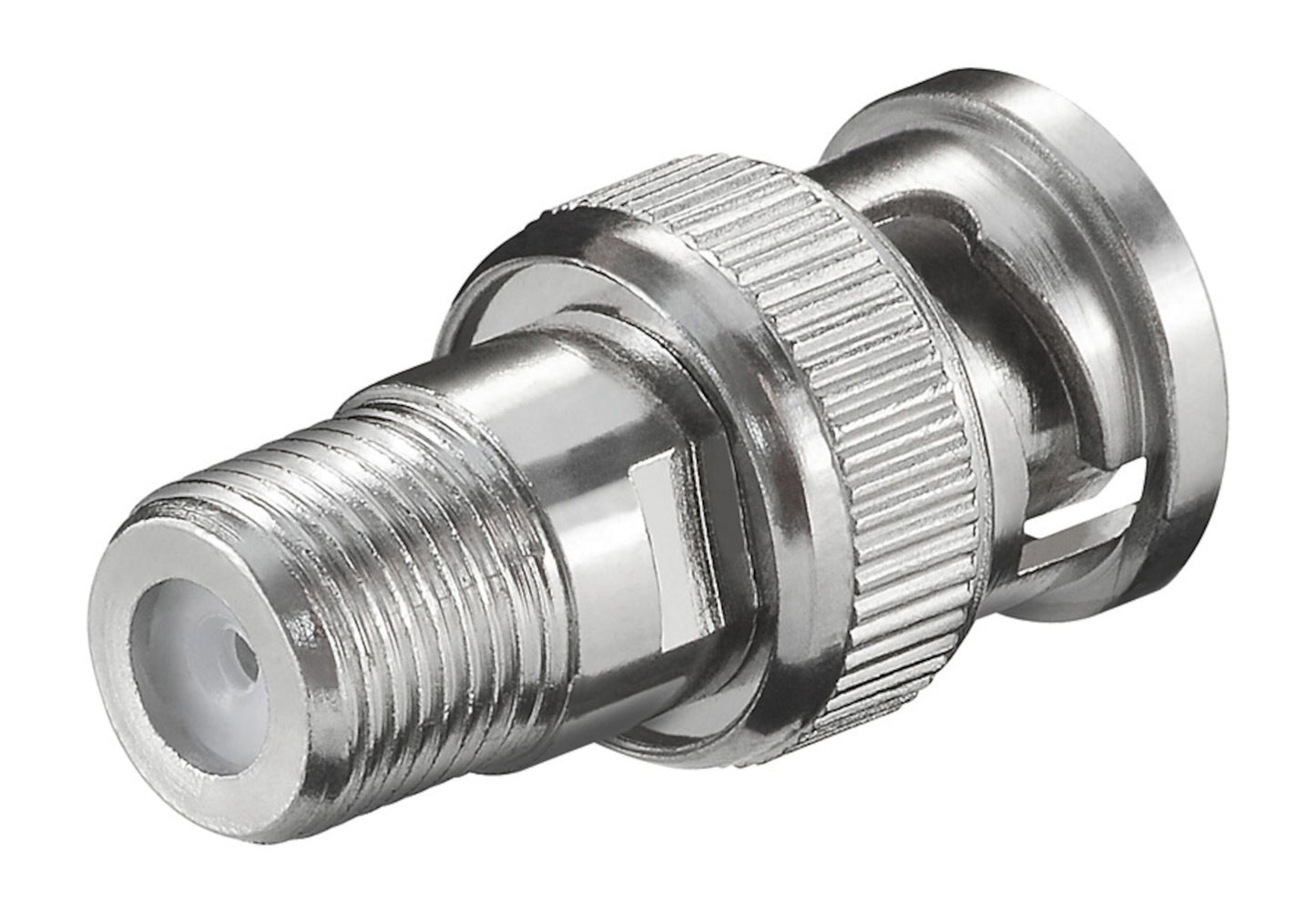 Goobay adapter F-hun til BNC-han til CCTV metalstik til samling af koaksialkabler.
