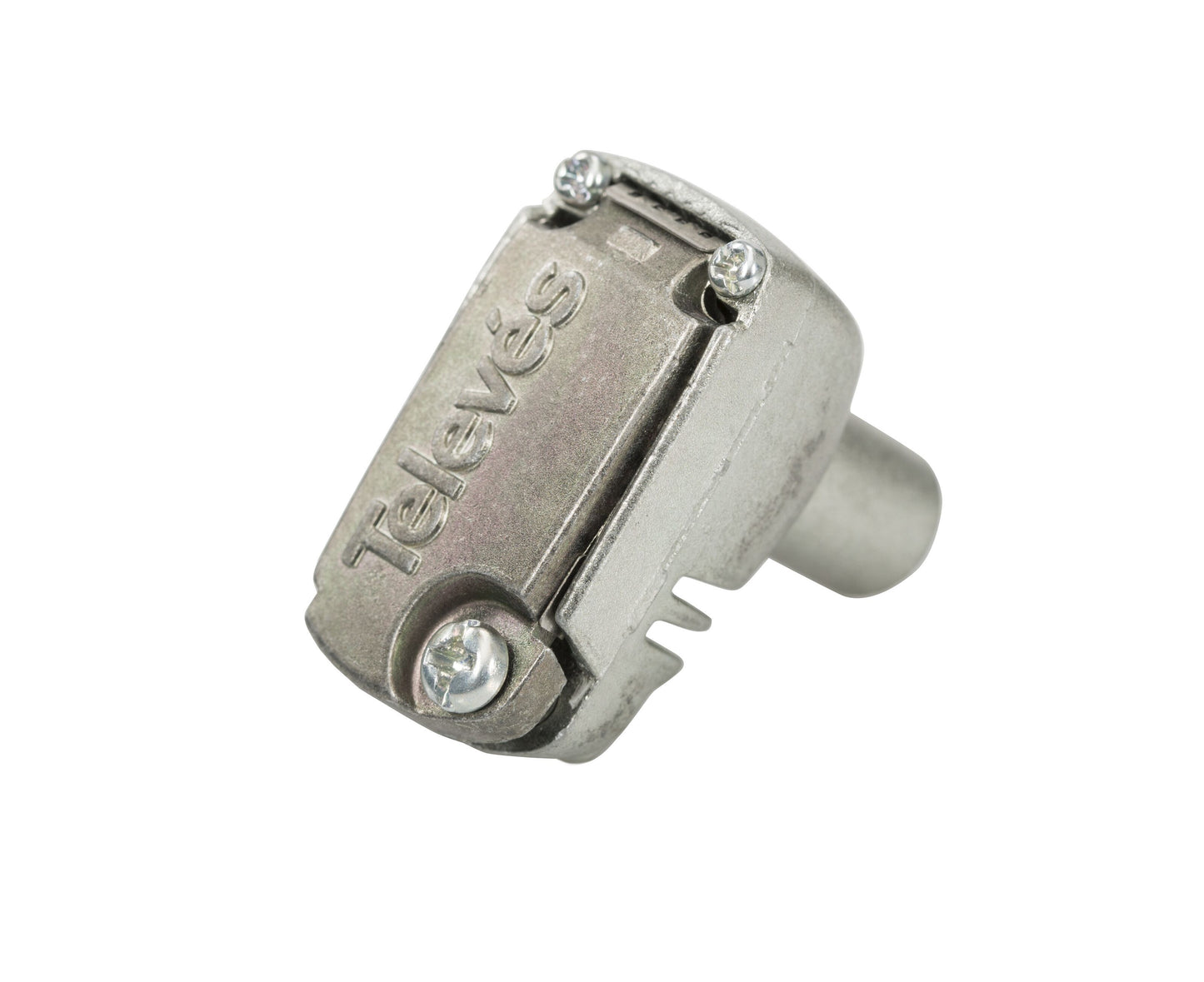 Macab TV coaxial kabelstik han, metal, Klasse A+, tre synlige skruer.