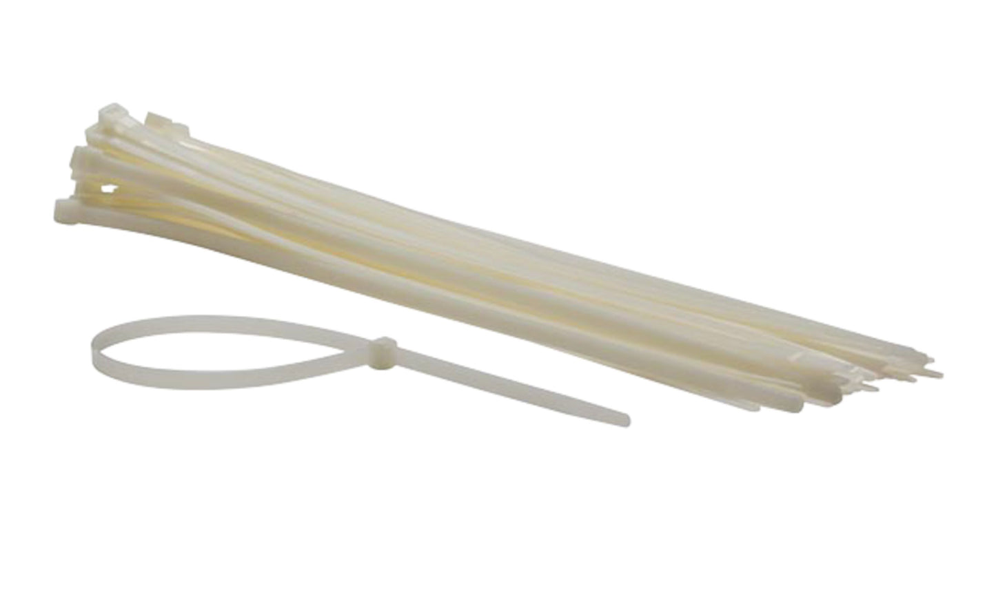 Luxorparts kraftige lange kabelstrips 500x8,8 mm 50-pak fladt liggende, én strip vist i lukket løkke.