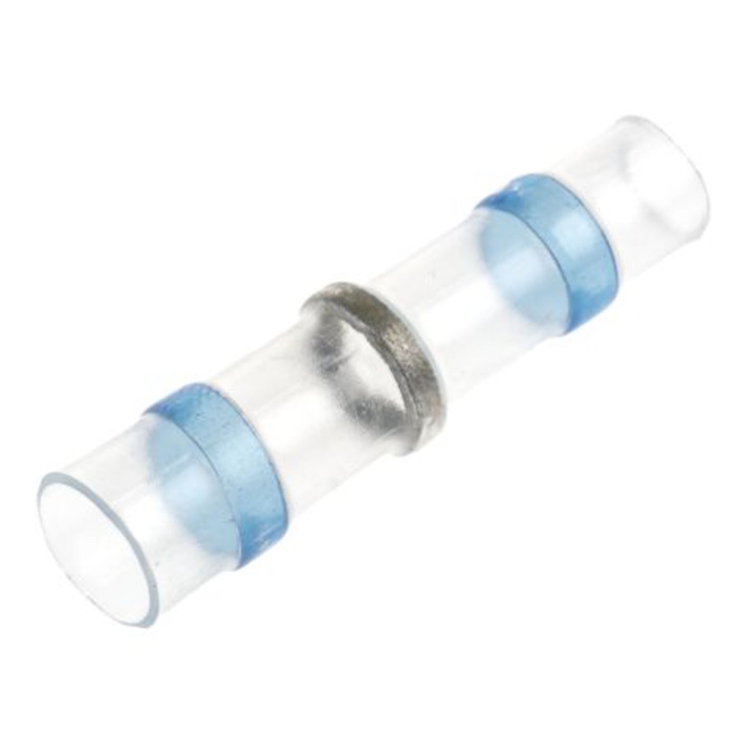 Læderforbindelseshylster 2,3-4,5 mm² med blå klæberinge og metalforbinder til lodning og krympning af elledninger.