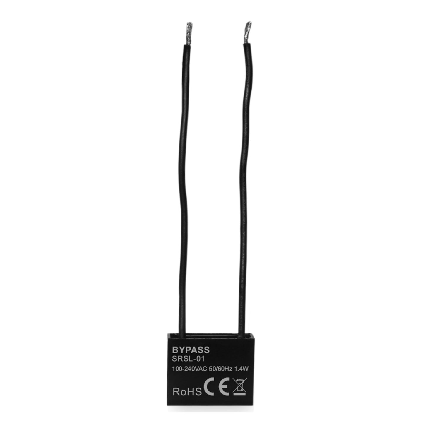 Sort Sunricher BYPASS SRSL-01 til LED-dæmpere, til ledninger, label med 100-240V AC 1.4W, RoHS, CE.