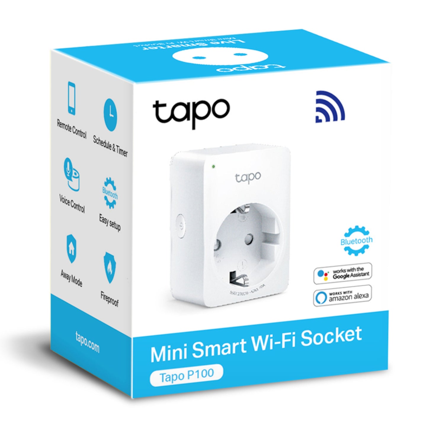 TP-Link Tapo Mini Smart WiFi fjernbetjeningskontakt 1 stk, understøtter Alexa og Google Assistant, fjernstyring, hvid.