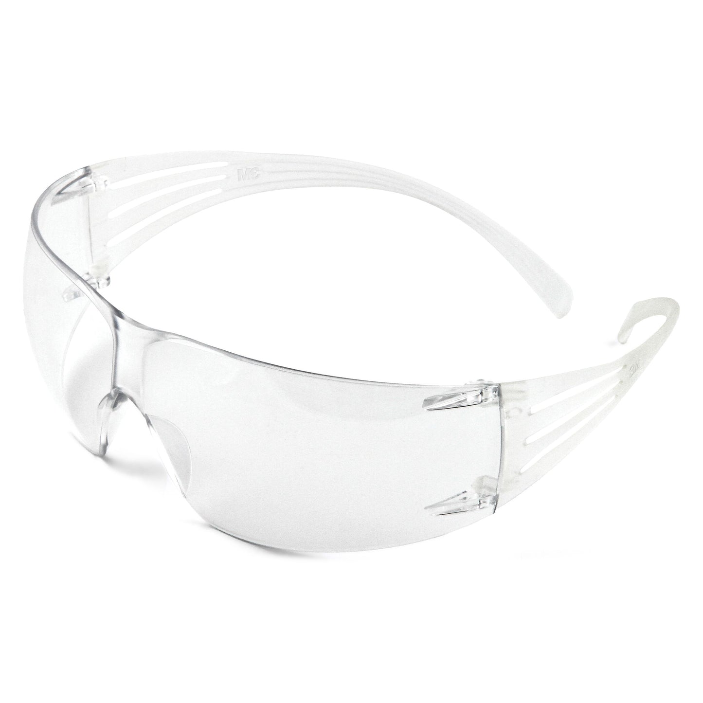 3M SecureFit 200 beskyttelsesbriller, transparent polycarbonat, klare linser, UV-beskyttelse, buede stænger.