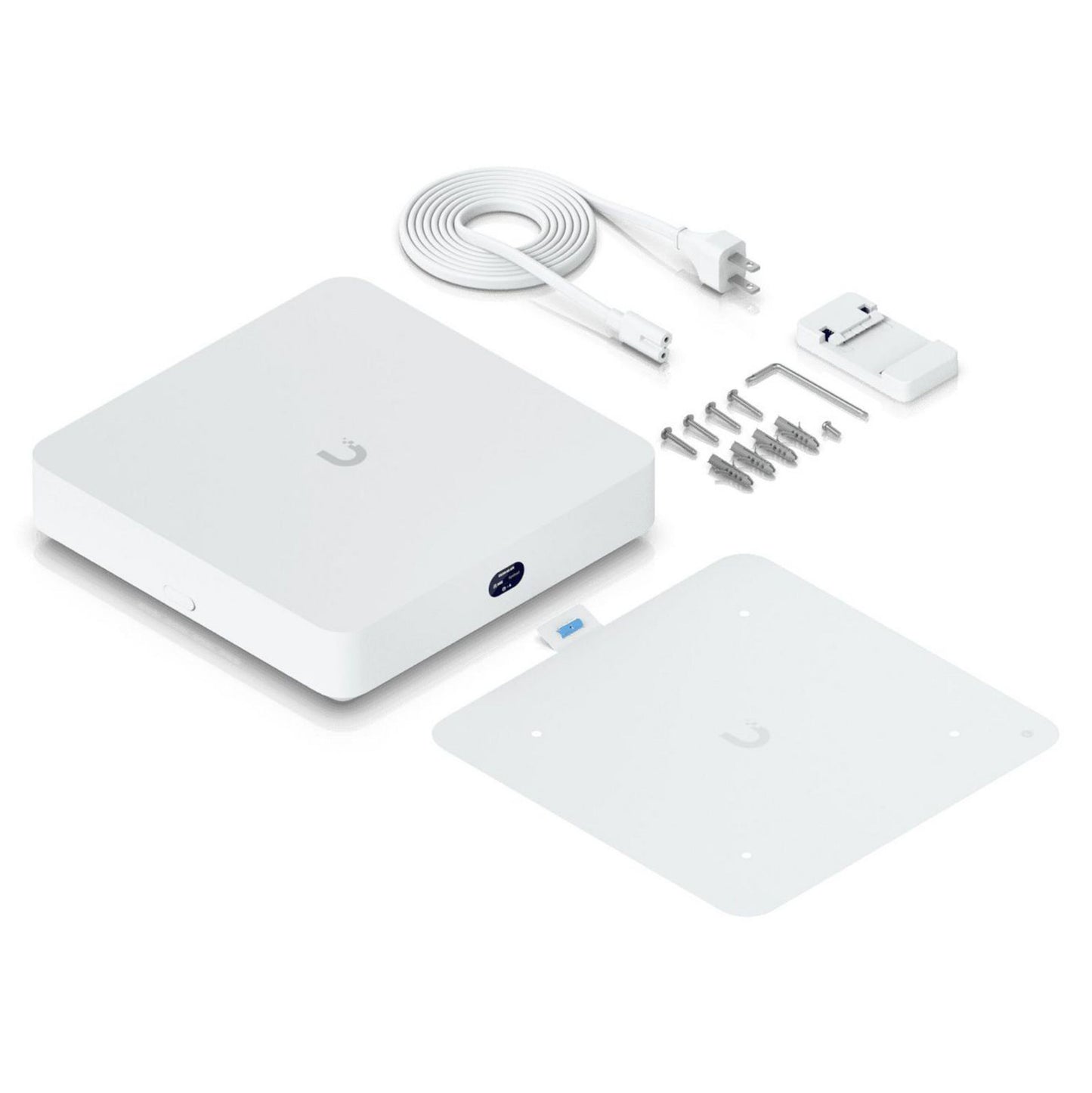 Ubiquiti UniFi Network Videoopptager Instant hvid med strømsymbol, montage, 6 PoE-porte.
