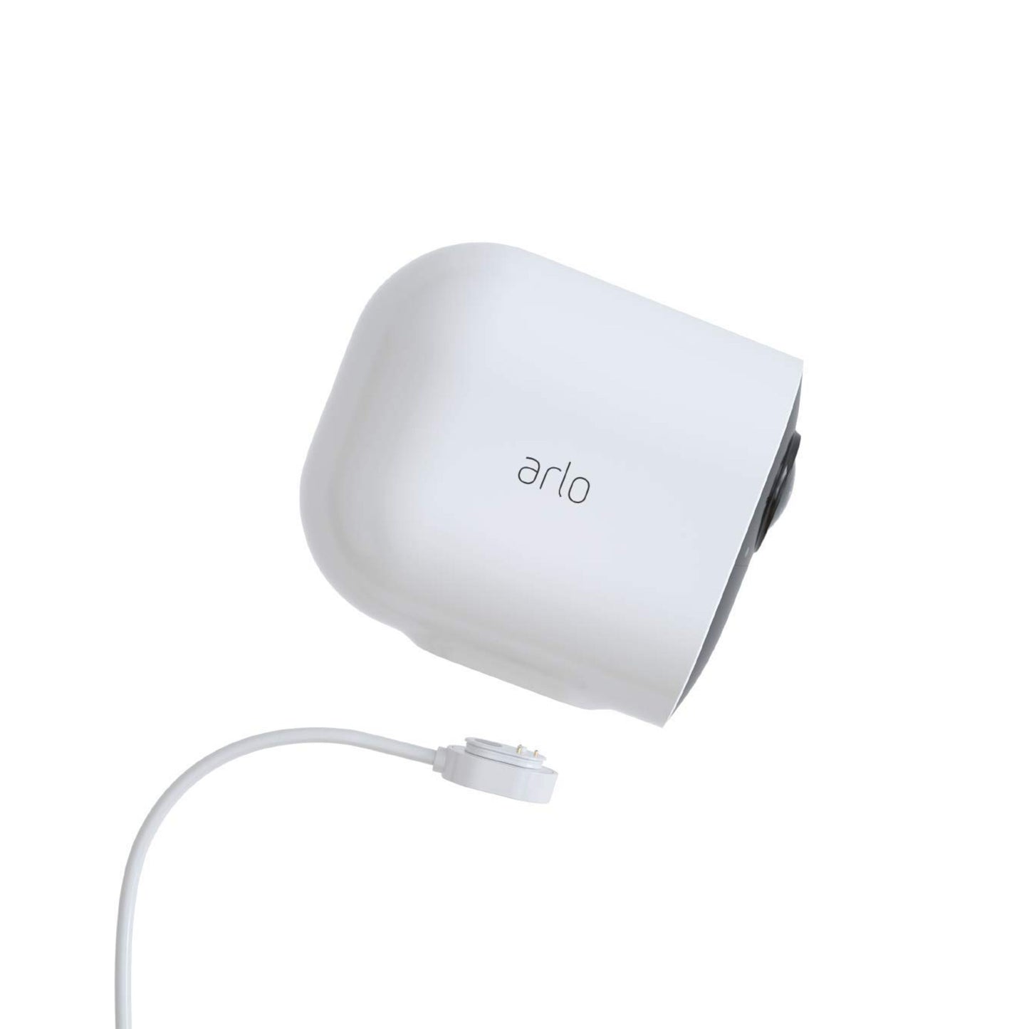 Arlo sikkerhedskamera sideview med netadapter til Ultra, Pro 3, Floodlight og magnetisk forbindelse, udendørsmodel.