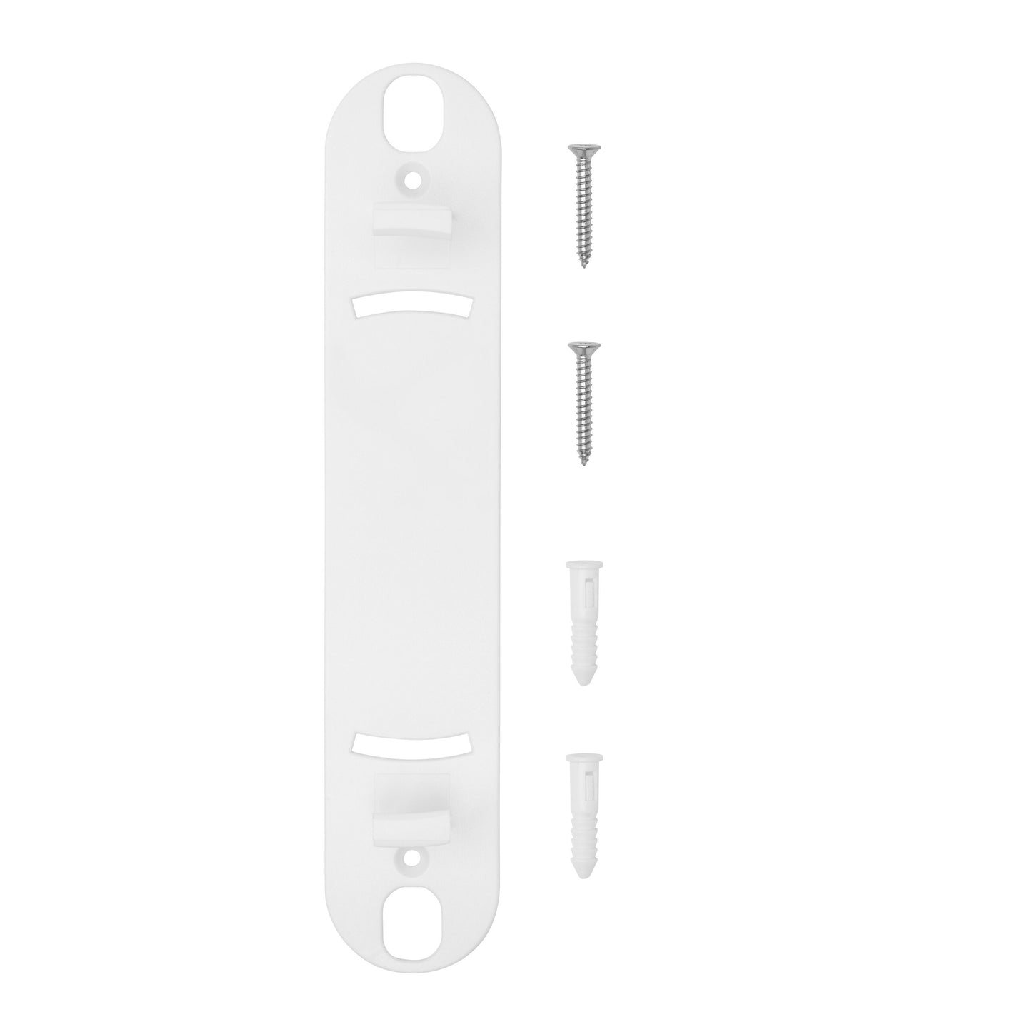 Deco M5 loft- og vægbeslag 3-pak, hvid plast med to buede clips, leveres med skruer og rawlplugs.