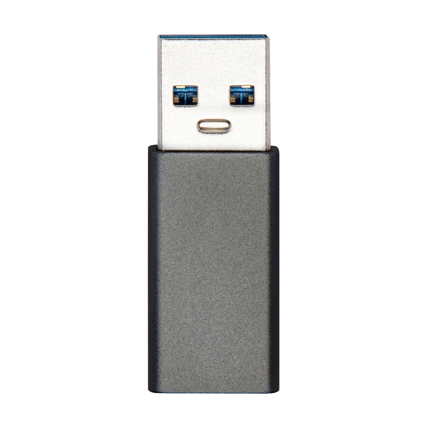 Plexgear Adapter USB-A til USB-C, metallic kabinet, synlig USB-stikdetalje.