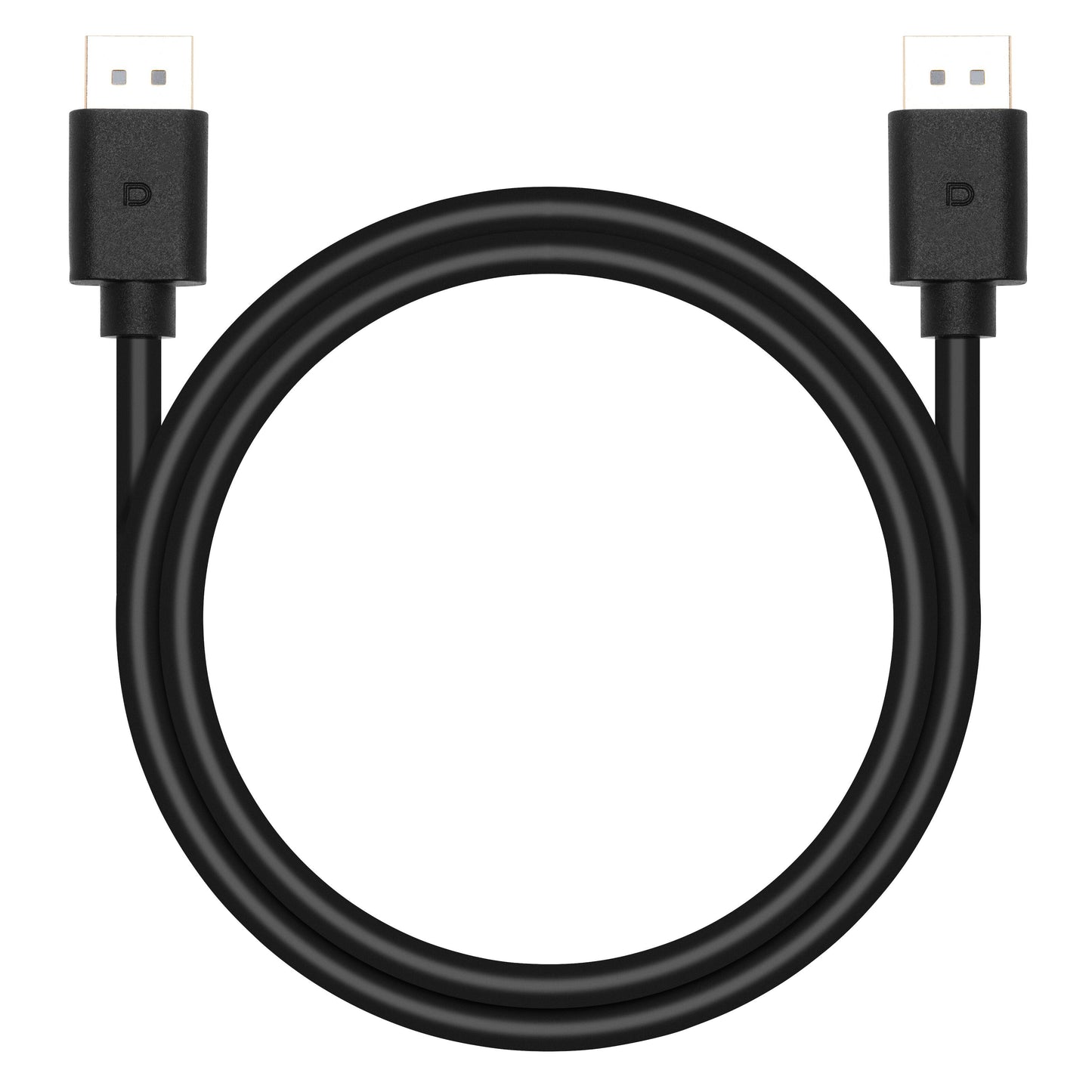DisplayPort 1.4 kabel 1 m sort, stik i begge ender, rund form, understøtter 8K.
