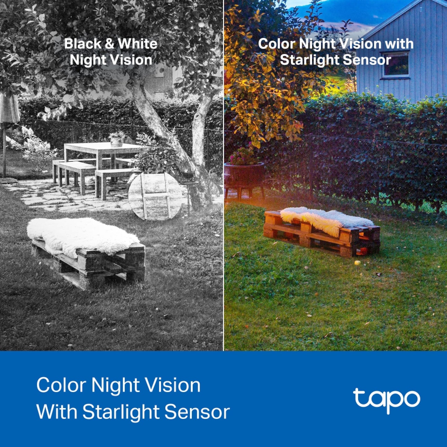 TP-Link Tapo C425 overvågningskamera Wi-fi 2-pakke, night vision sort/hvid vs farve, Color Night Vision With Starlight Sensor.