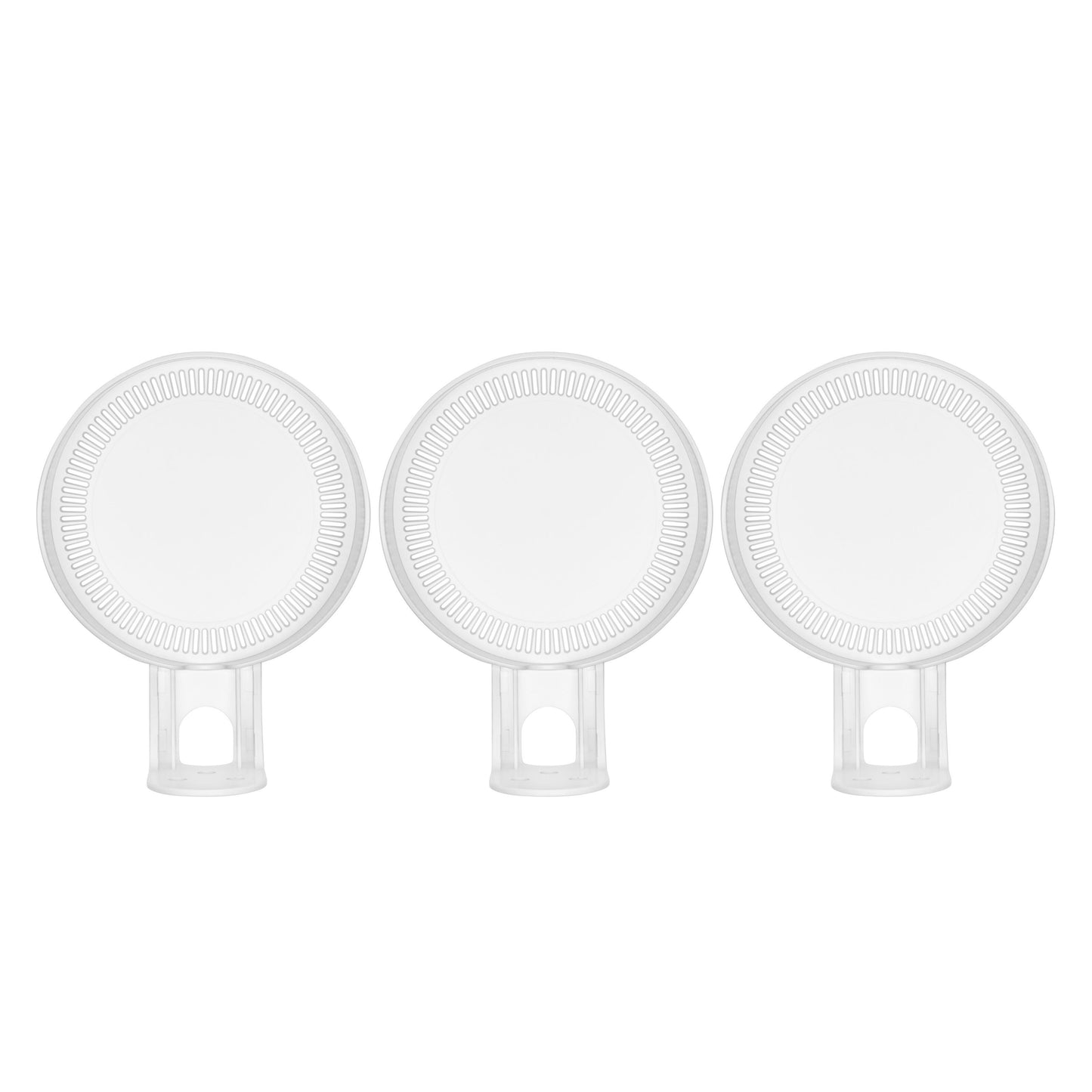 TP-Link Deco X-serie vægbeslag 3-pak, hvide med klare håndtag og teksturerede kanter, side om side.