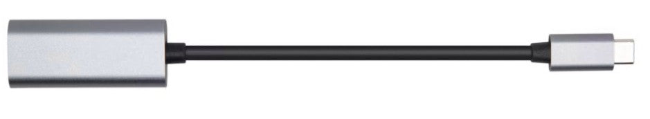 Plexgear USB-C til HDMI-adapter med kort sort kabel, USB-C stik og sølv HDMI-port.