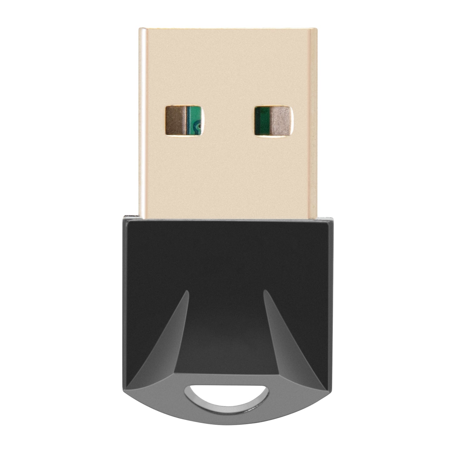 Bluetooth-adapter 5.0 v.2 CB227 USB-dongle med guldfarvet stik og sort base.