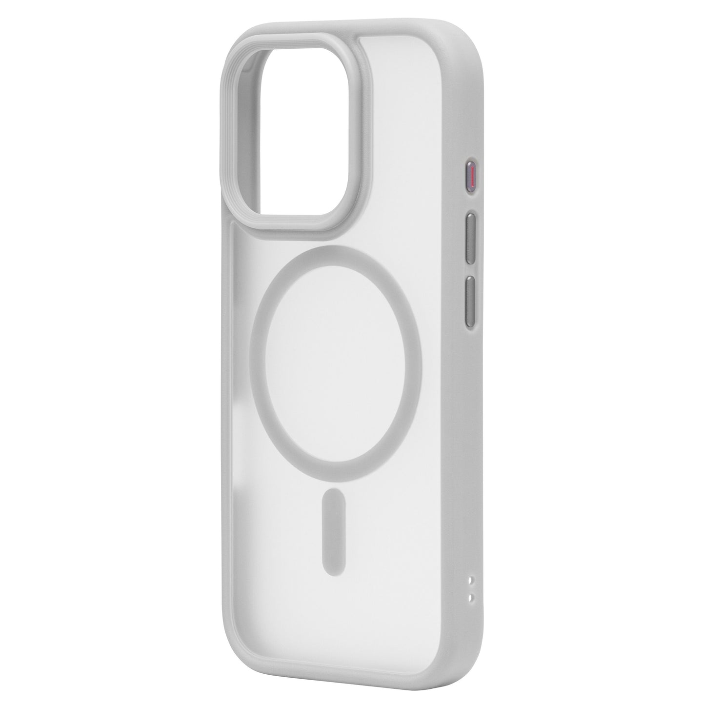 Linocell Hard Case til iPhone 16 Pro hvid med MagSafe-ring, kamerahul og præcise knapudskæringer, MagSafe-kompatibel.