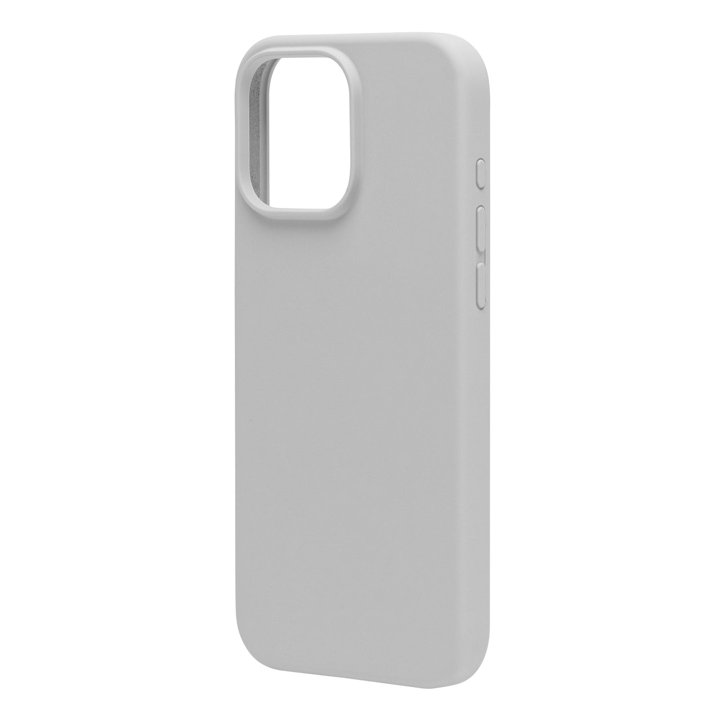 IPhone 16 Pro Max gummicover grå med stor kamerahul, knapdetaljer og antibakteriel overflade.