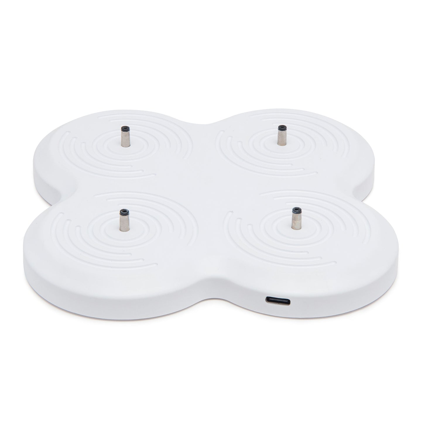 LED Varmelys genopladelige 4-pak hvid rund lader med fire pladser og USB-C port til flamme lys.