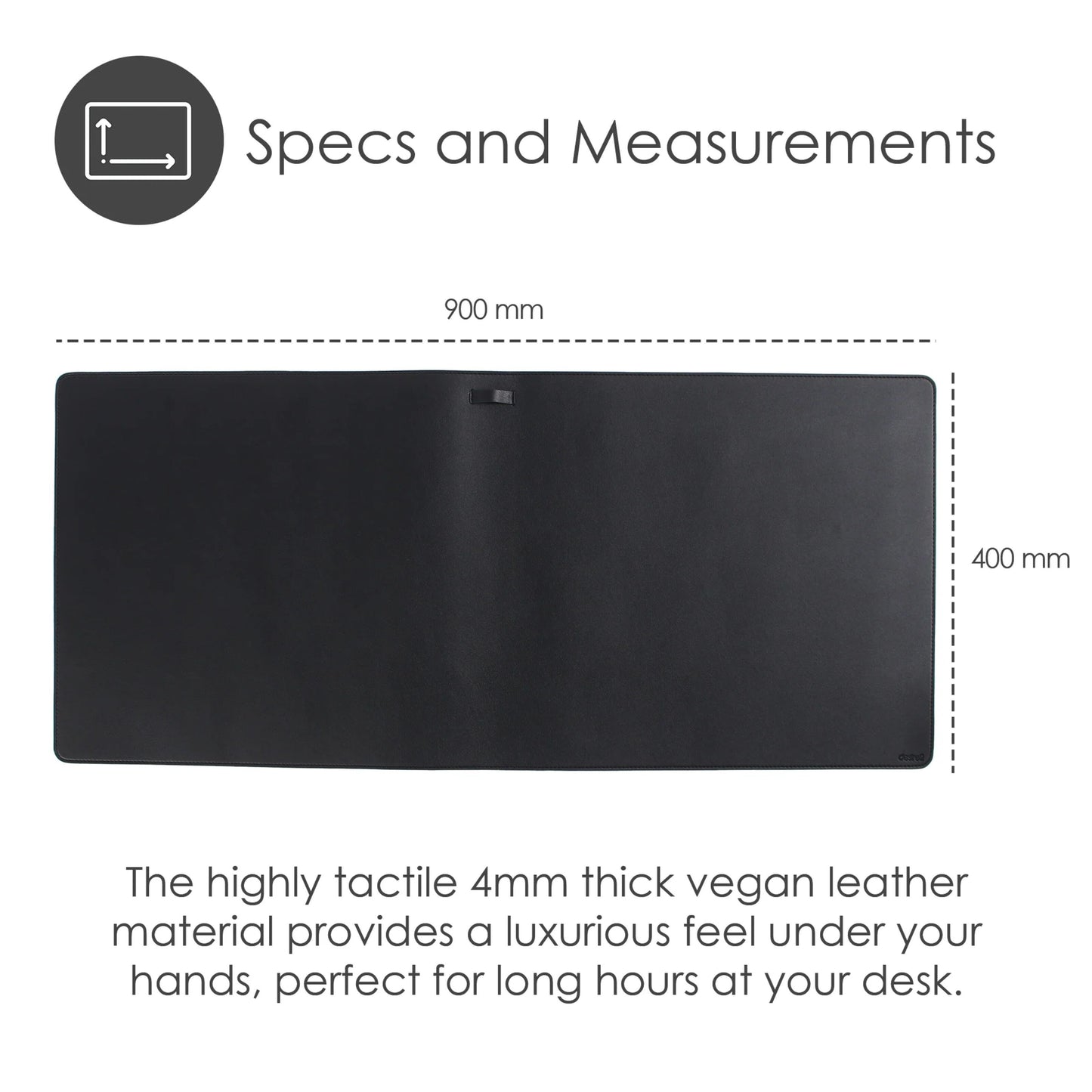 Desire2 skrivebordsmåtte vegansk læder grå 900x400 mm 4 mm tyk rektangulær overflade.