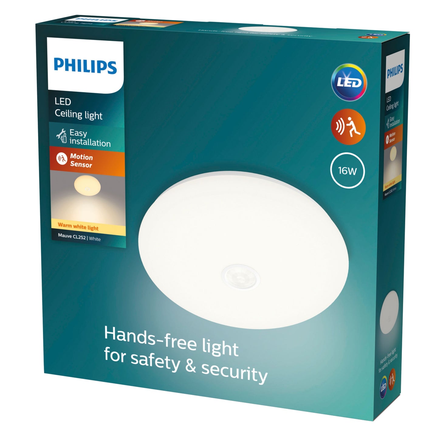Philips Hue Mauve LED-loftlampe med bevægelsessensor, 16 W, hvid.