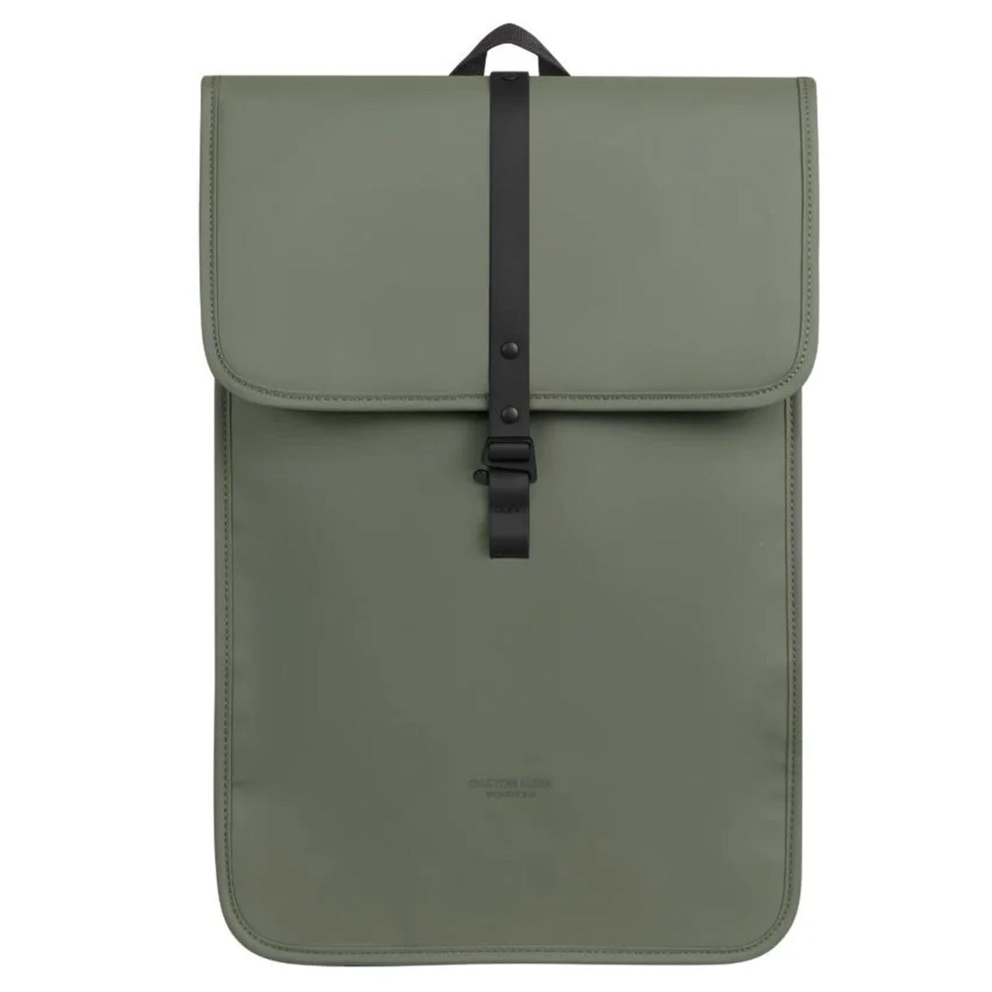 Gaston Luga Däsh Backpack 13/14" computer rygsæk, oliven, genanvendte materialer, flaplukning med sort rem og spænde.