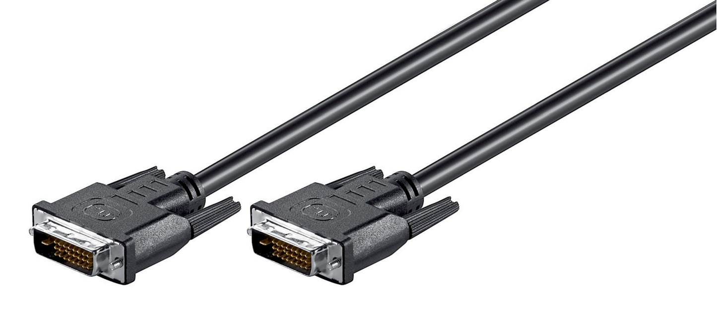 DVI-D Dual Link kabel 2m sort, rektangulært stik med guldben, understøtter op til 2560x1600p digital video.