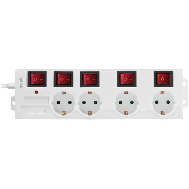 LogiLink 4-vejs grenstik med kontakter, 1,5 m, Hvid, IP20