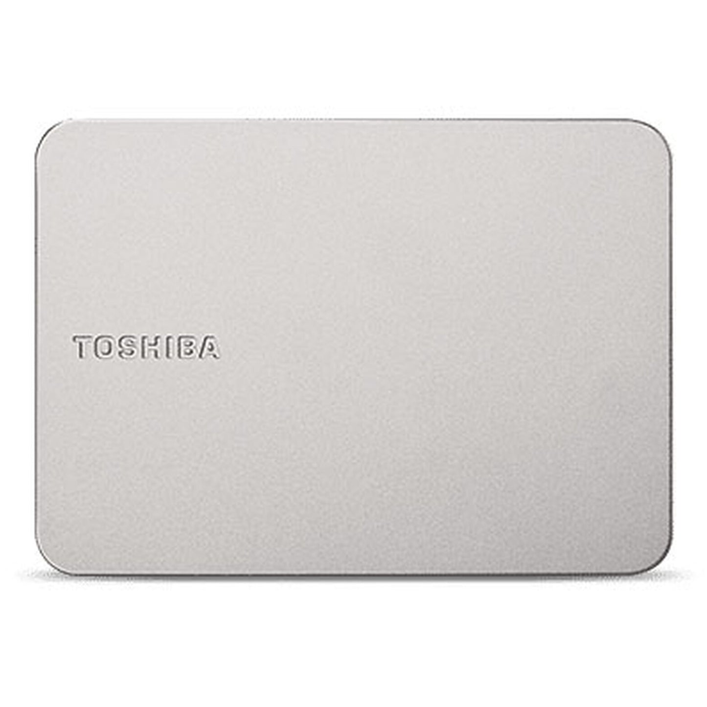 Toshiba Canvio Flex ekstern harddisk 4TB, varm sølv, rektangulær med afrundede hjørner, USB 3.2, TOSHIBA-logo foran.