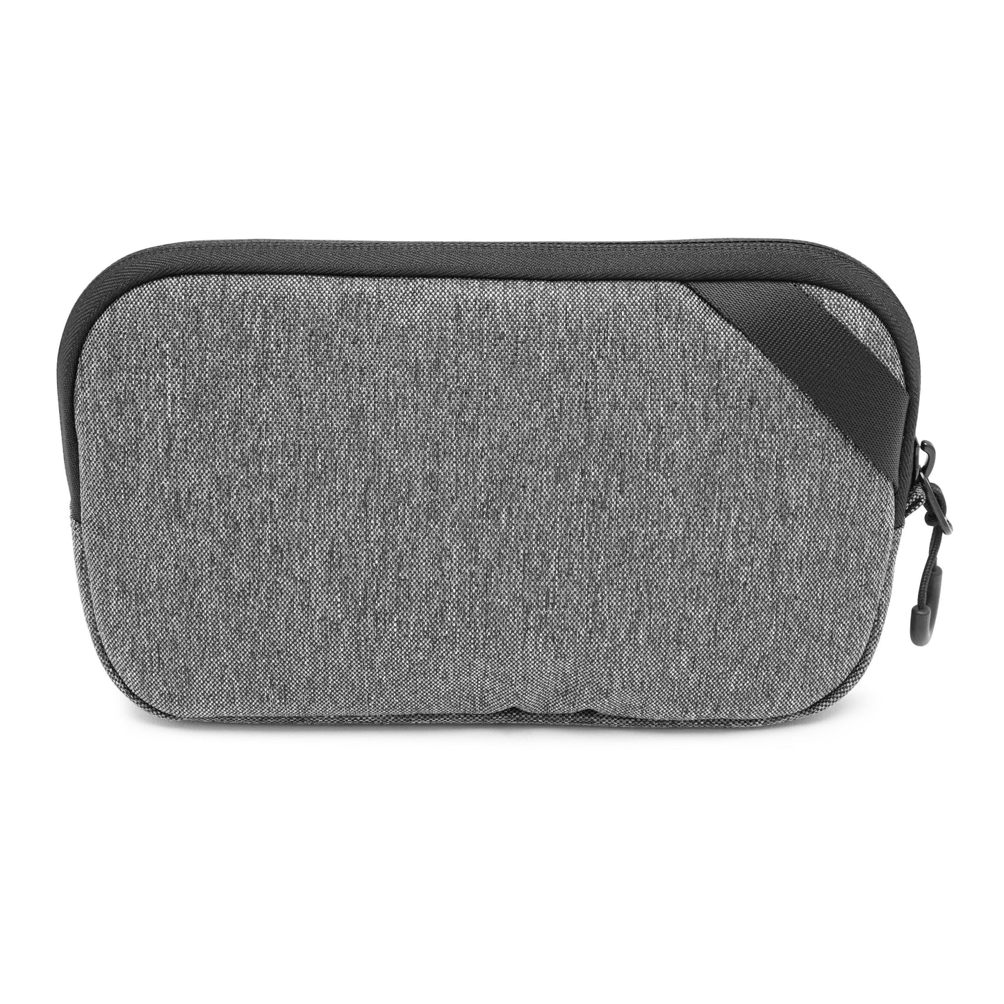 Linocell Tech Bag Slimline opbevaringstaske, grå stof, sort detalje, lynlås, rektangulær til kabel og tilbehør.