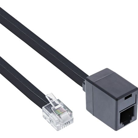 Telefonkabel forlænger 2m sort RJ12 velegnet til analog telefoni.
